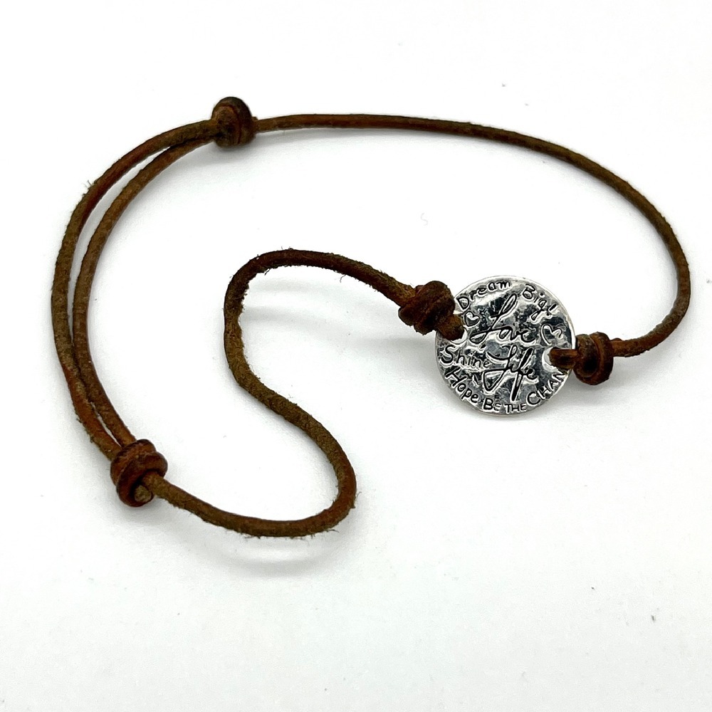 Inspirational Leather Bracelet‎ Dream Big Love Hope Charm Adjustable Boho